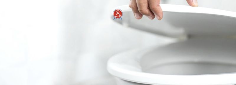 Man checks in the toilet to examine the quality of his stool to monitor his colon health and track possible symptoms of colon disease as recommended by Surgical Association of Mobile